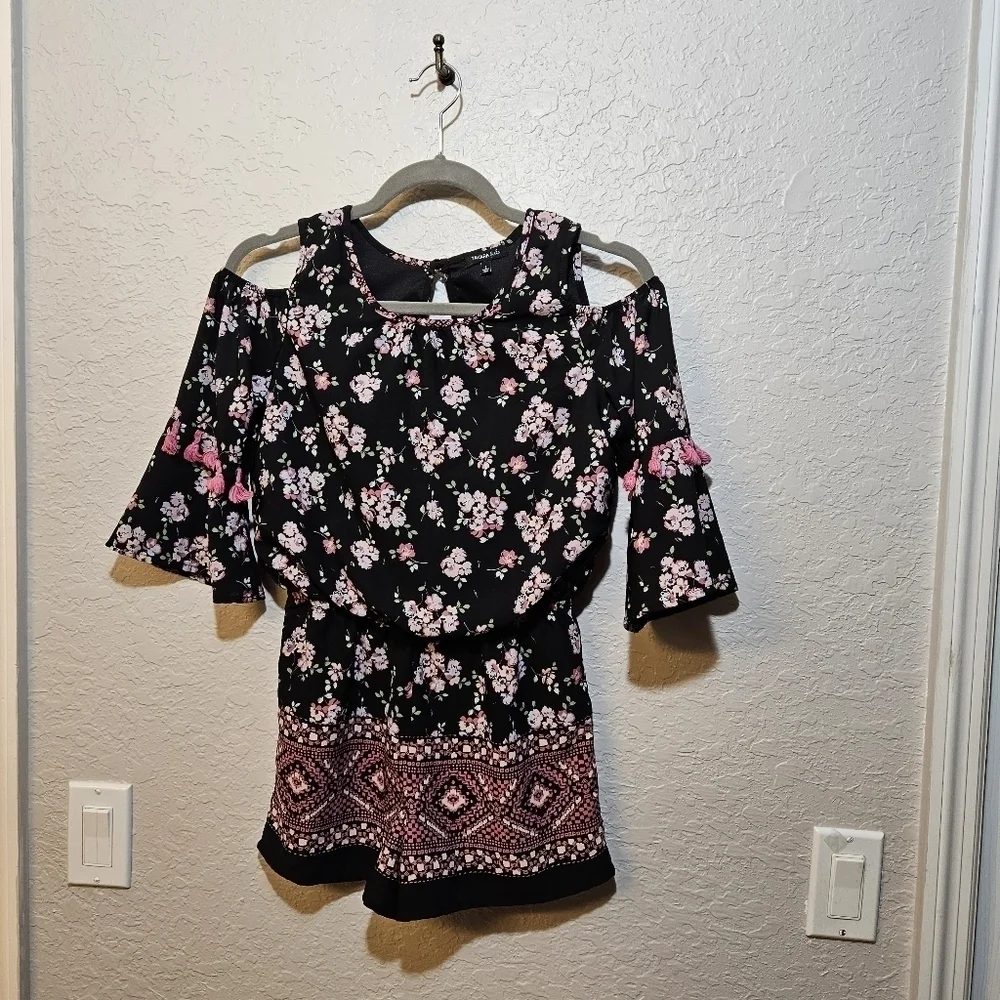 Takara Girls Floral Cold Shoulder Romper size L (girls)